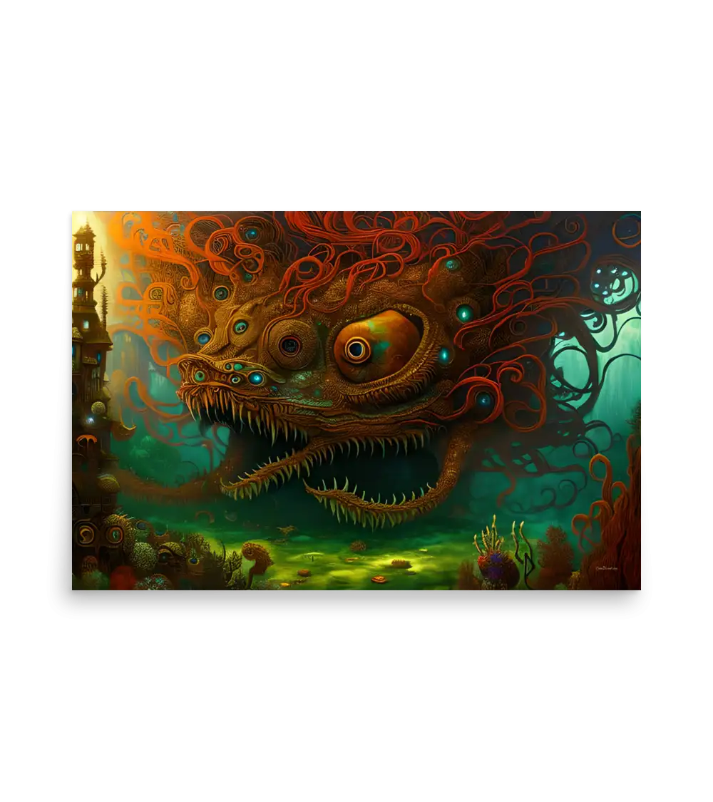 01 WATER MONSTER RED Poster