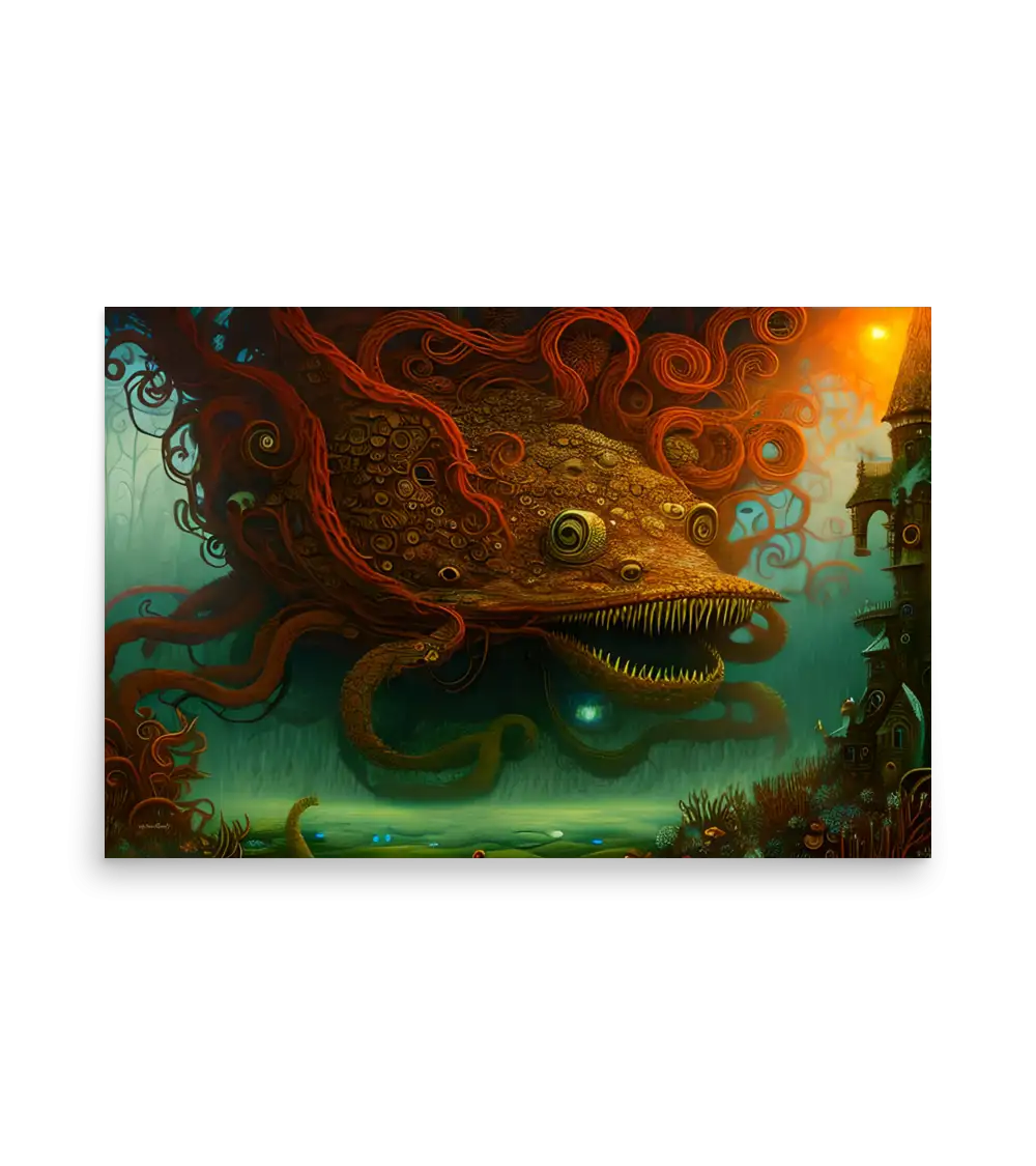 02 WATER MONSTER RED Poster