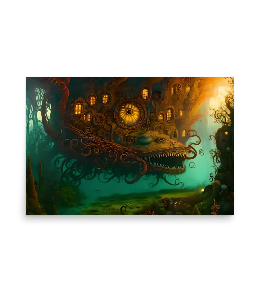06 WATER MONSTER RED Poster