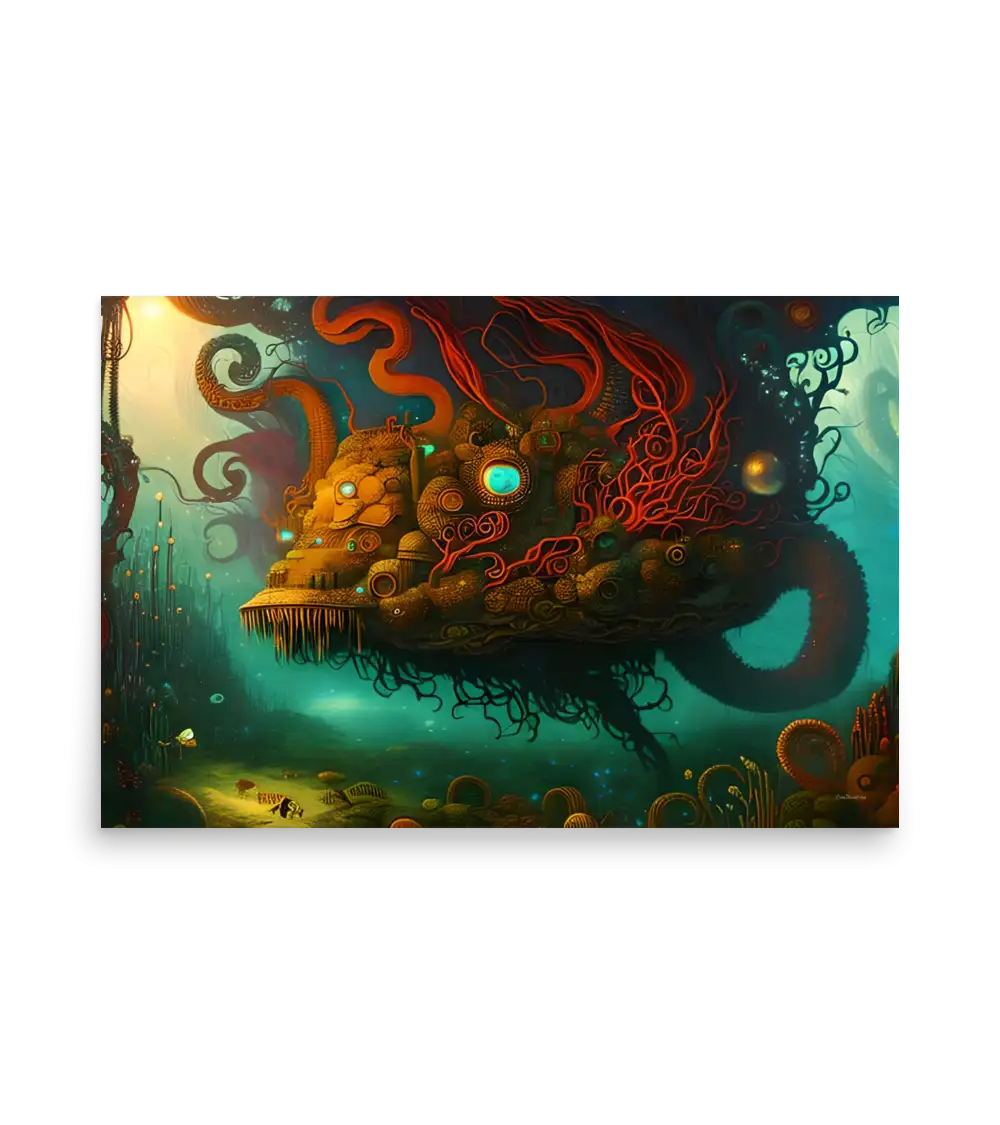 04 WATER MONSTER RED Poster