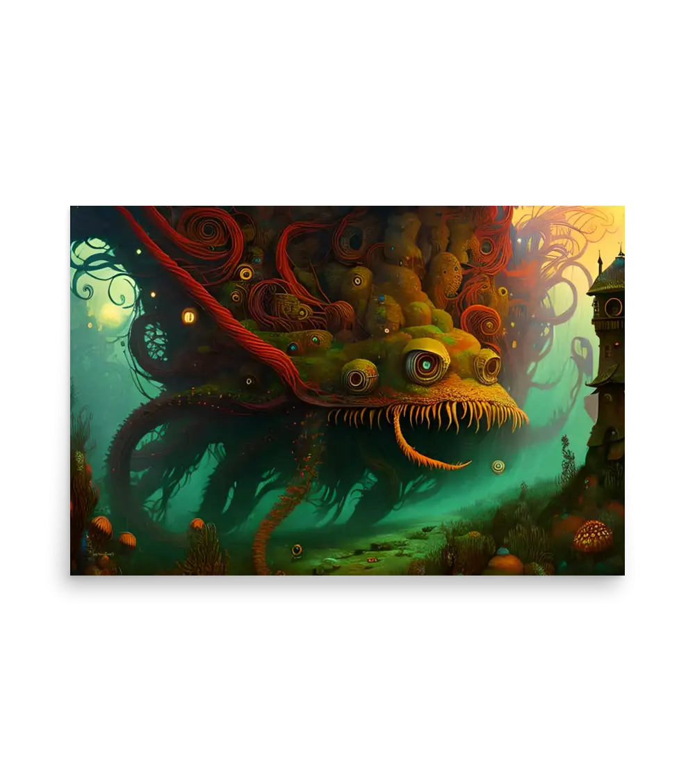 05 WATER MONSTER RED Poster