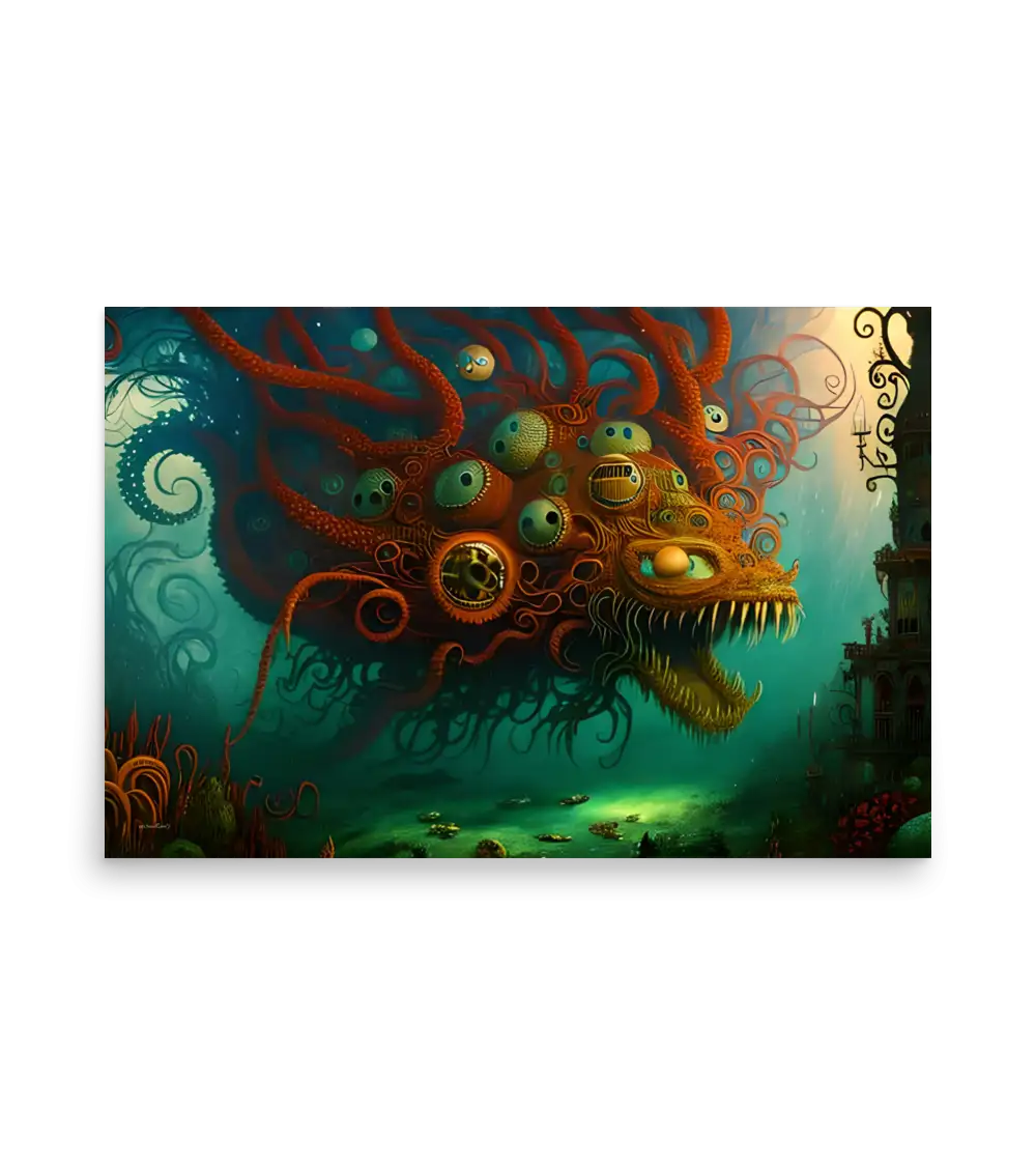 11 WATER MONSTER RED Poster