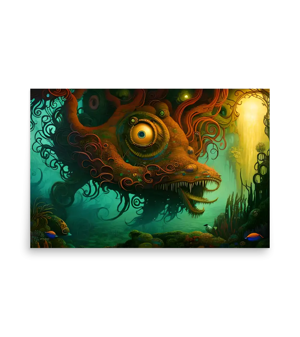 10 WATER MONSTER RED Poster
