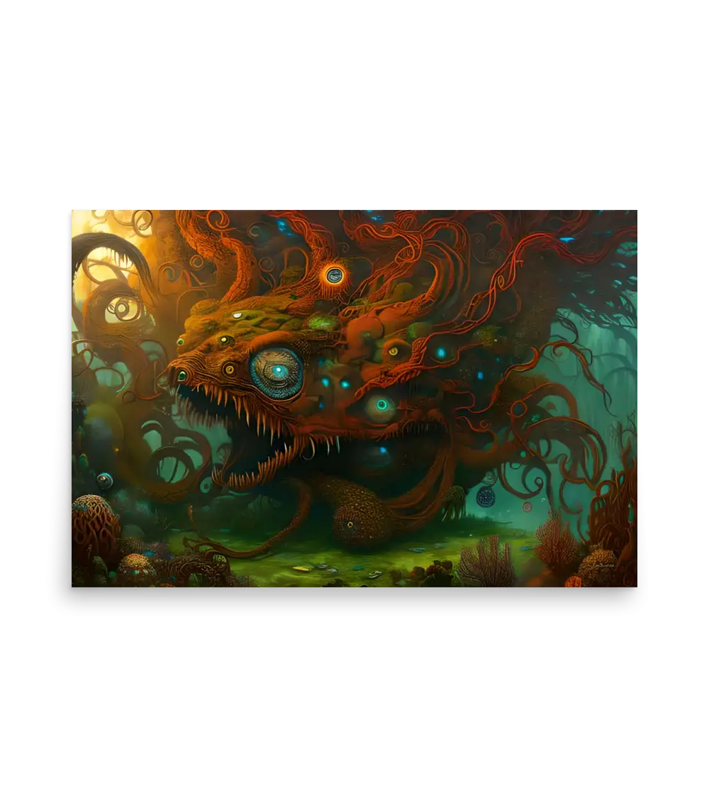 12 WATER MONSTER RED Poster