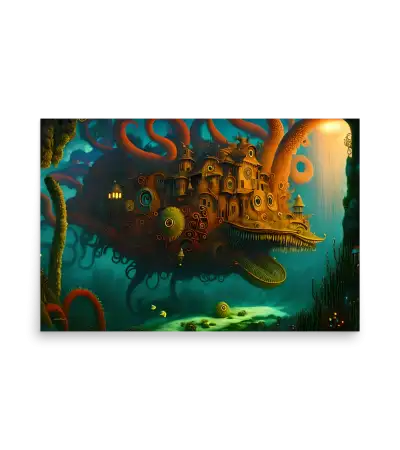 13 WATER MONSTER RED Poster