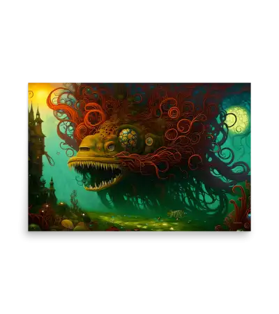 14 WATER MONSTER RED Poster