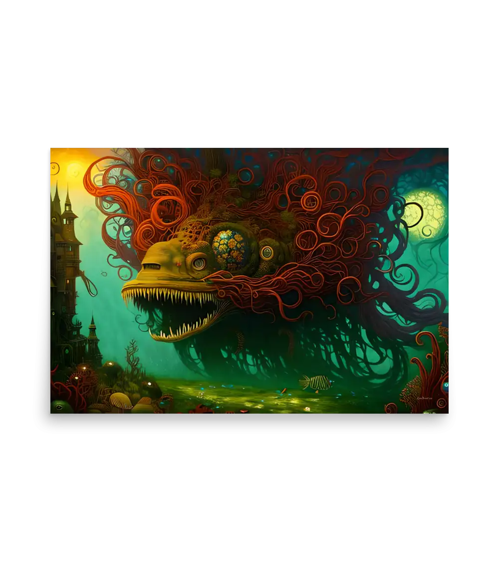 14 WATER MONSTER RED Poster