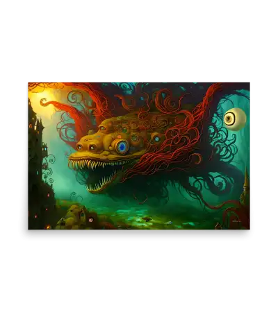 16 WATER MONSTER RED Poster