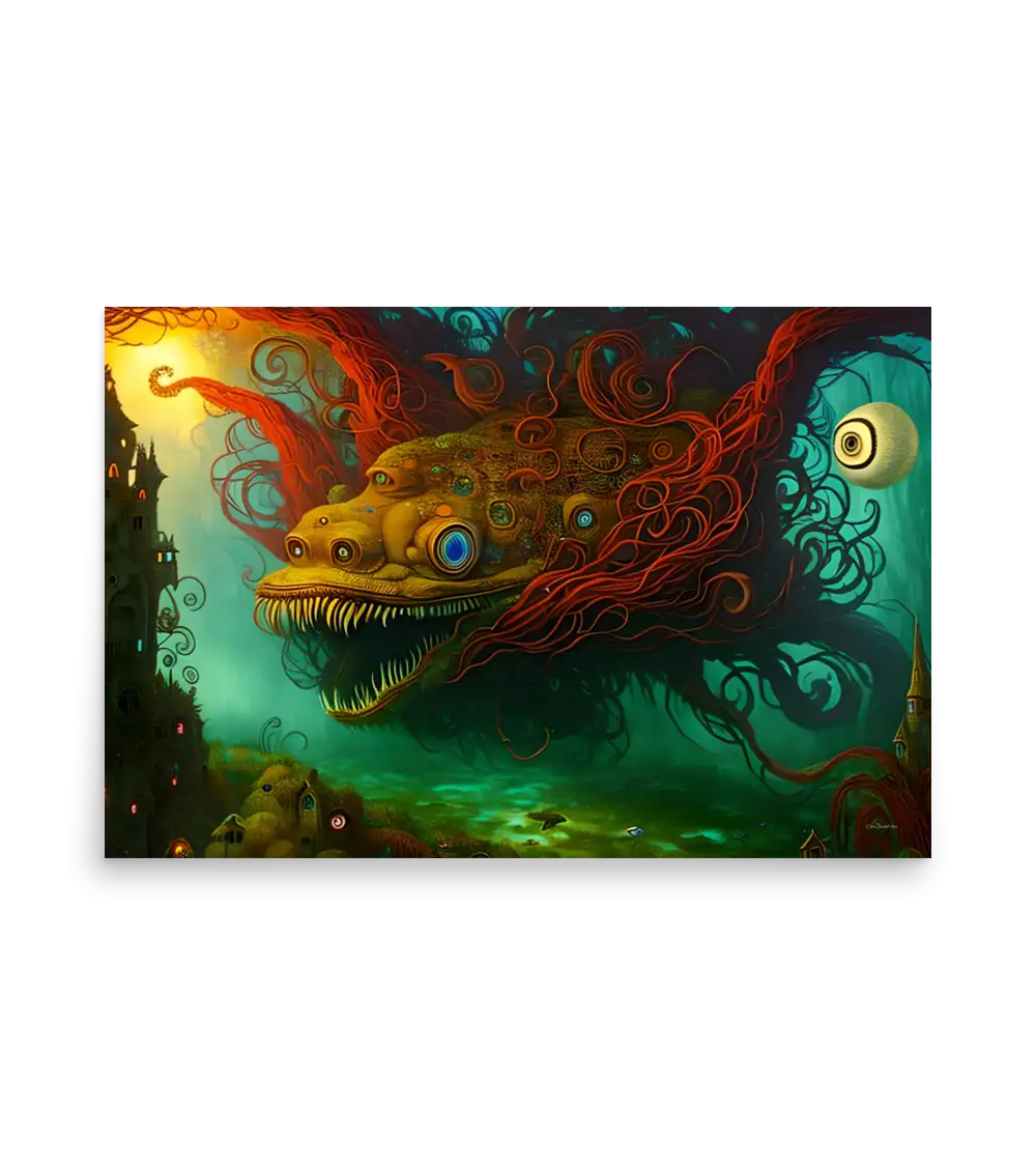 16 WATER MONSTER RED Poster