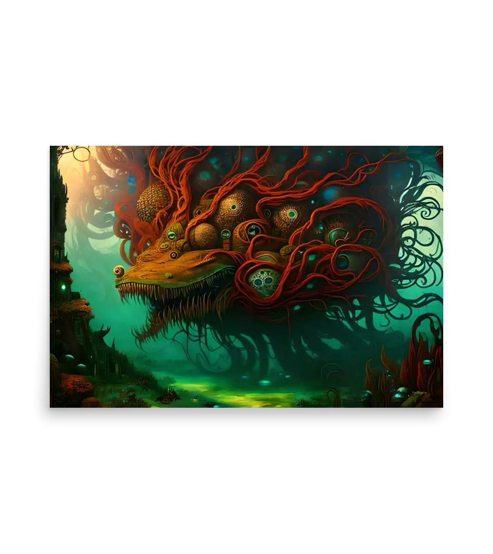 15 WATER MONSTER RED Poster