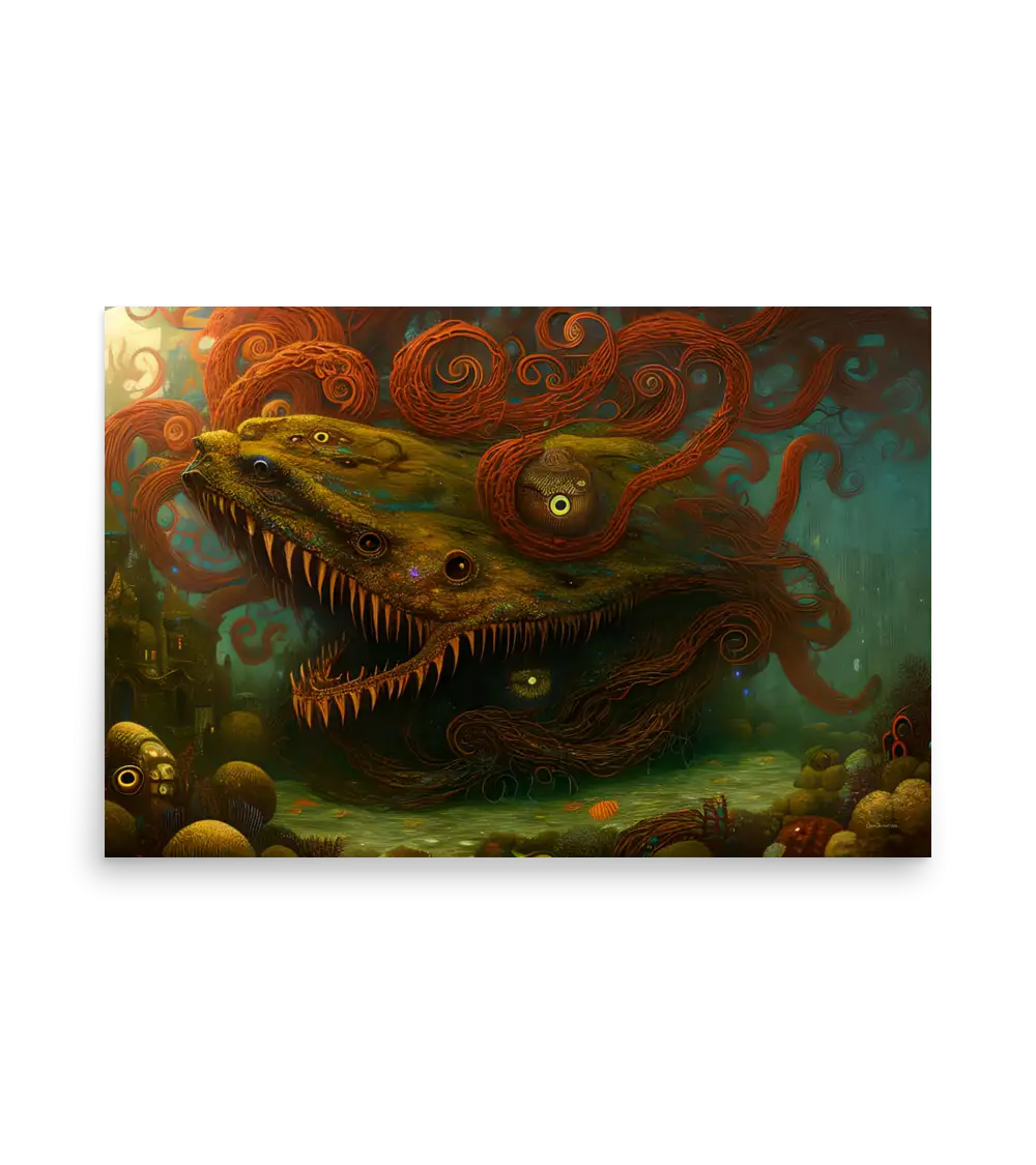 19 WATER MONSTER RED Poster
