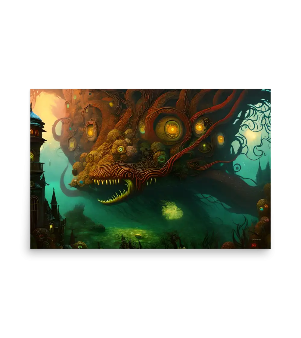 23 WATER MONSTER RED Poster