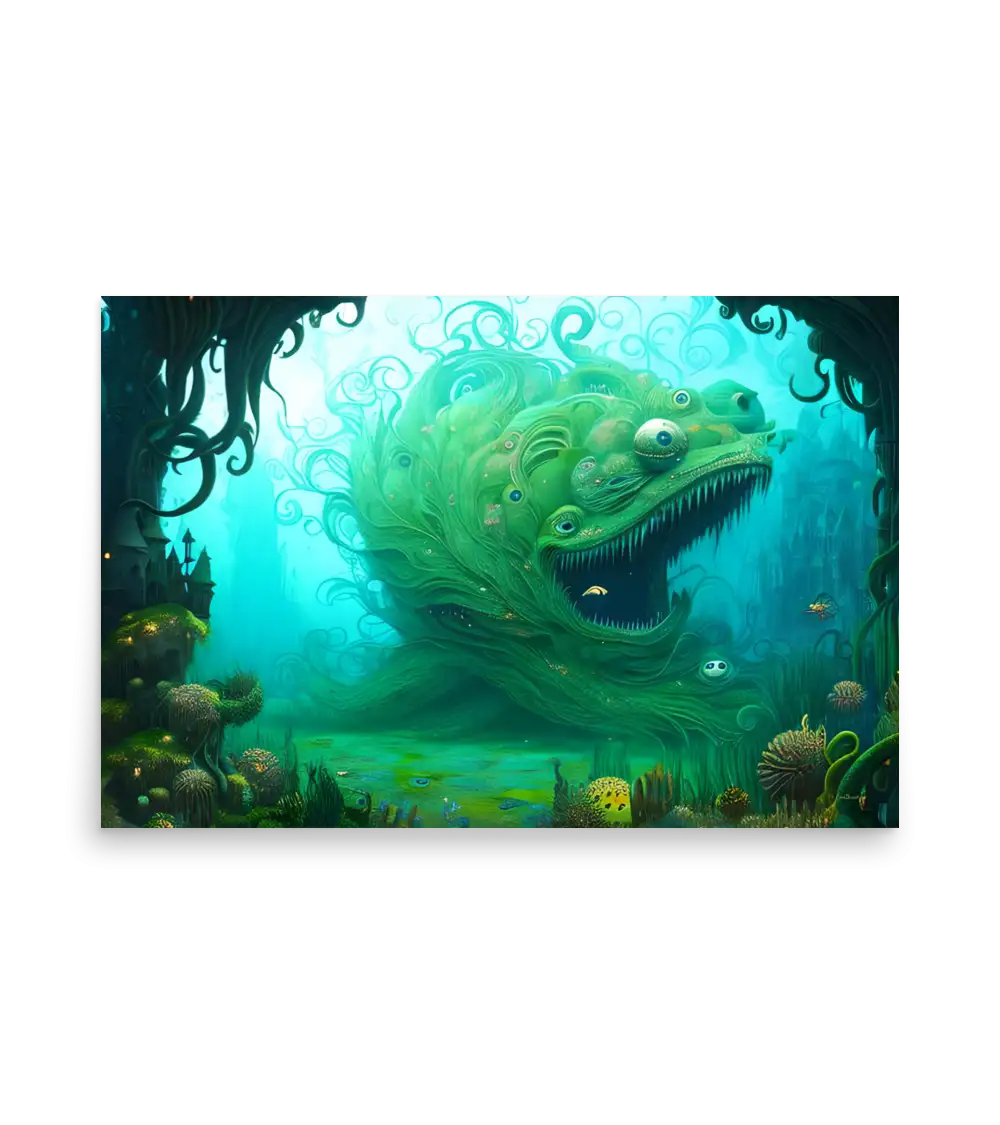 10 WATER MONSTER GREEN Poster