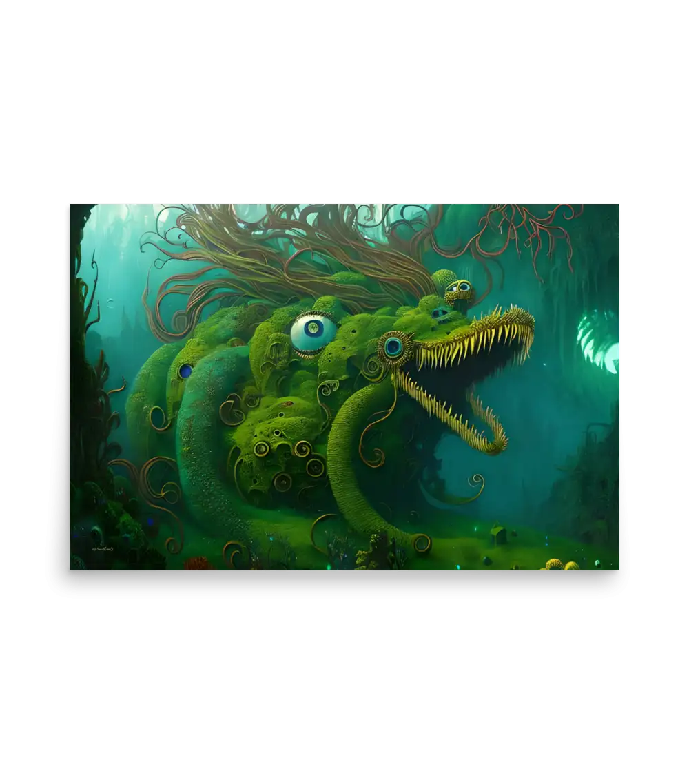 12 WATER MONSTER GREEN Poster