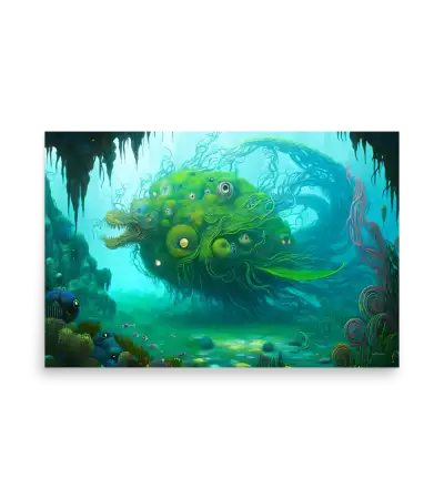 13 WATER MONSTER GREEN Poster
