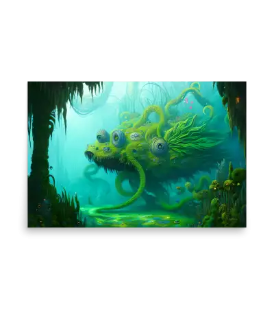 14 WATER MONSTER GREEN Poster