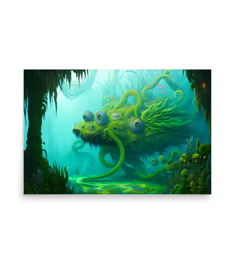 14 WATER MONSTER GREEN Poster