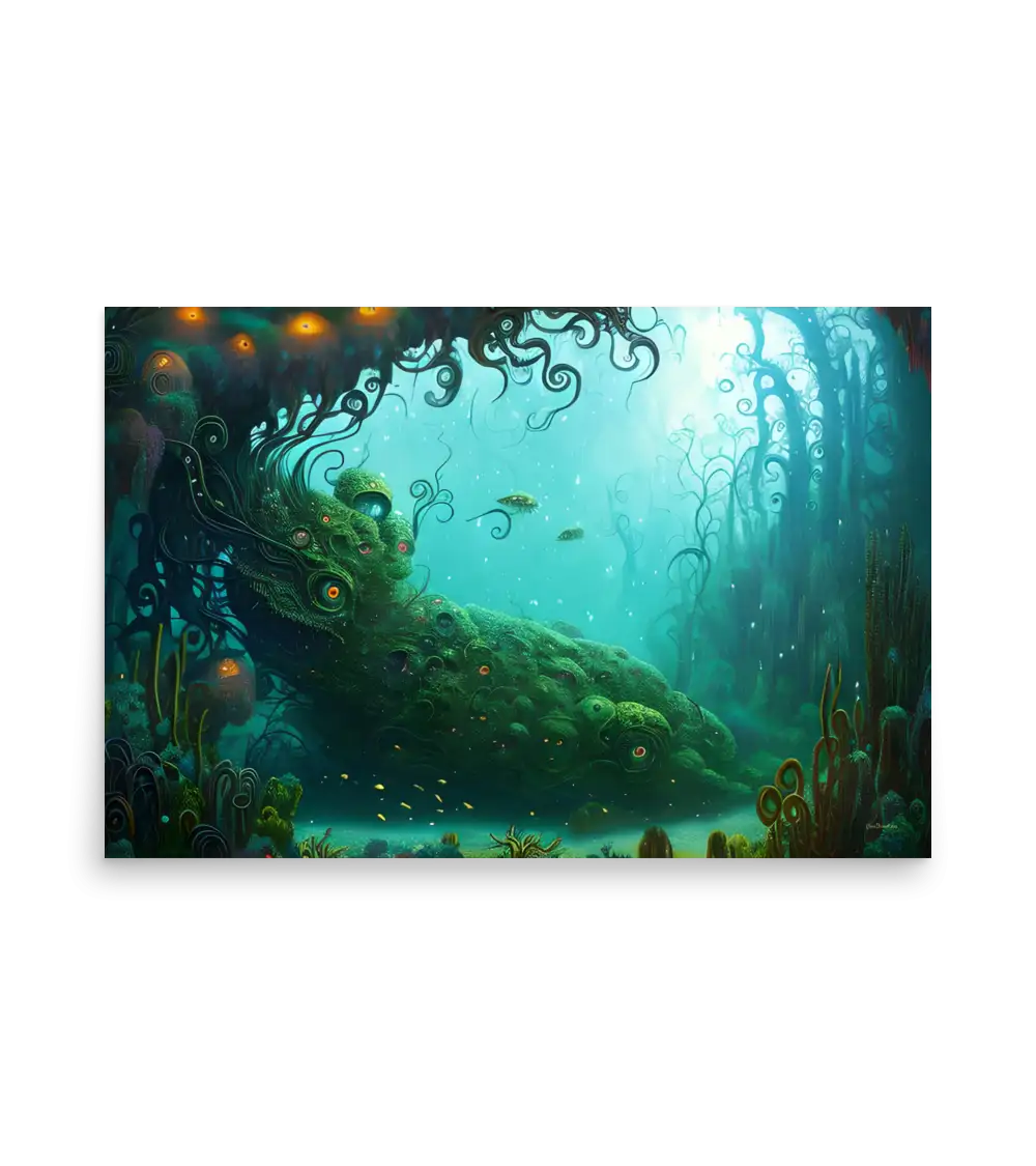 20 WATER MONSTER GREEN Poster