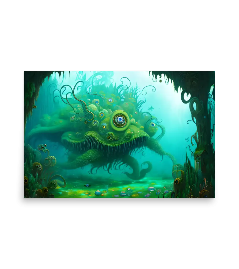 19 WATER MONSTER GREEN Poster