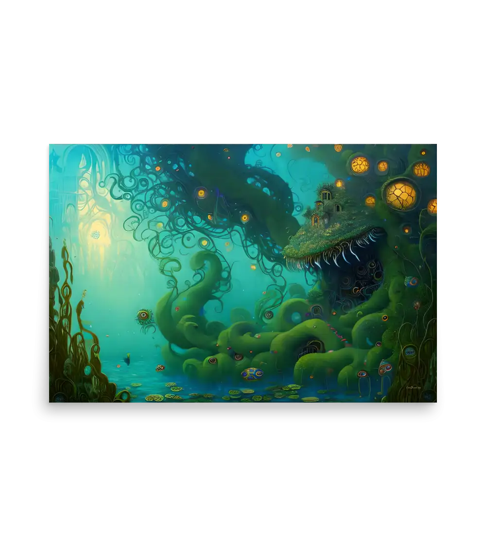 23 WATER MONSTER GREEN Poster
