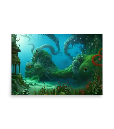 24 WATER MONSTER GREEN Poster