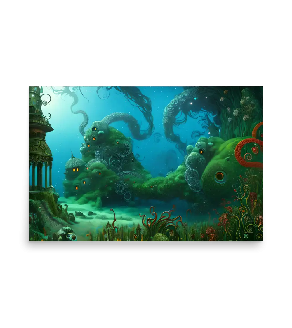 24 WATER MONSTER GREEN Poster