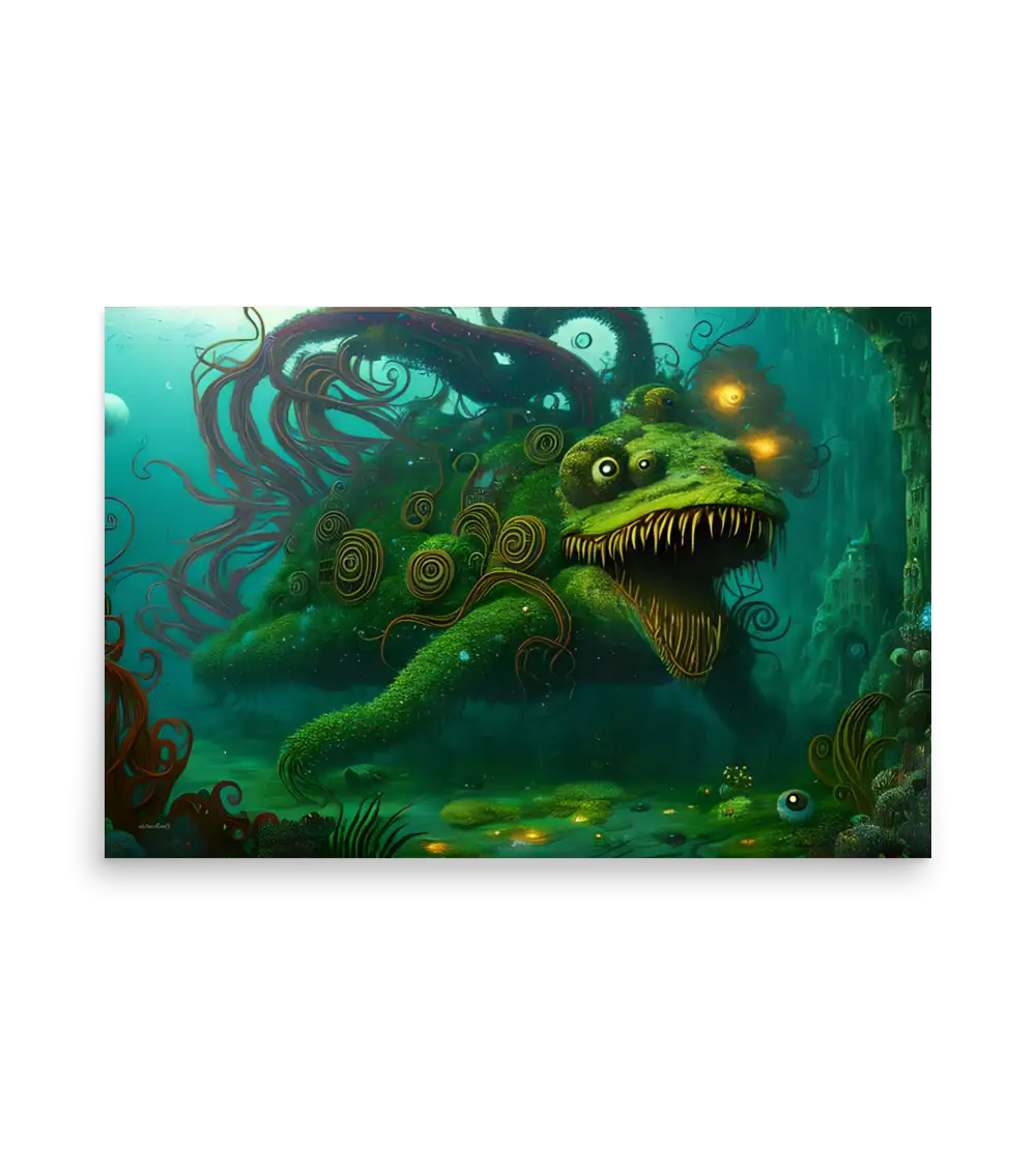 29 WATER MONSTER GREEN Poster