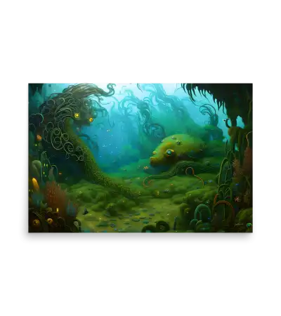 25 WATER MONSTER GREEN Poster
