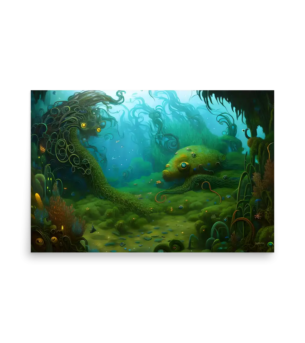 25 WATER MONSTER GREEN Poster