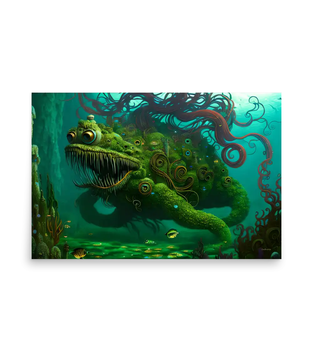 28 WATER MONSTER GREEN Poster