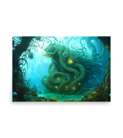 27 WATER MONSTER GREEN Poster