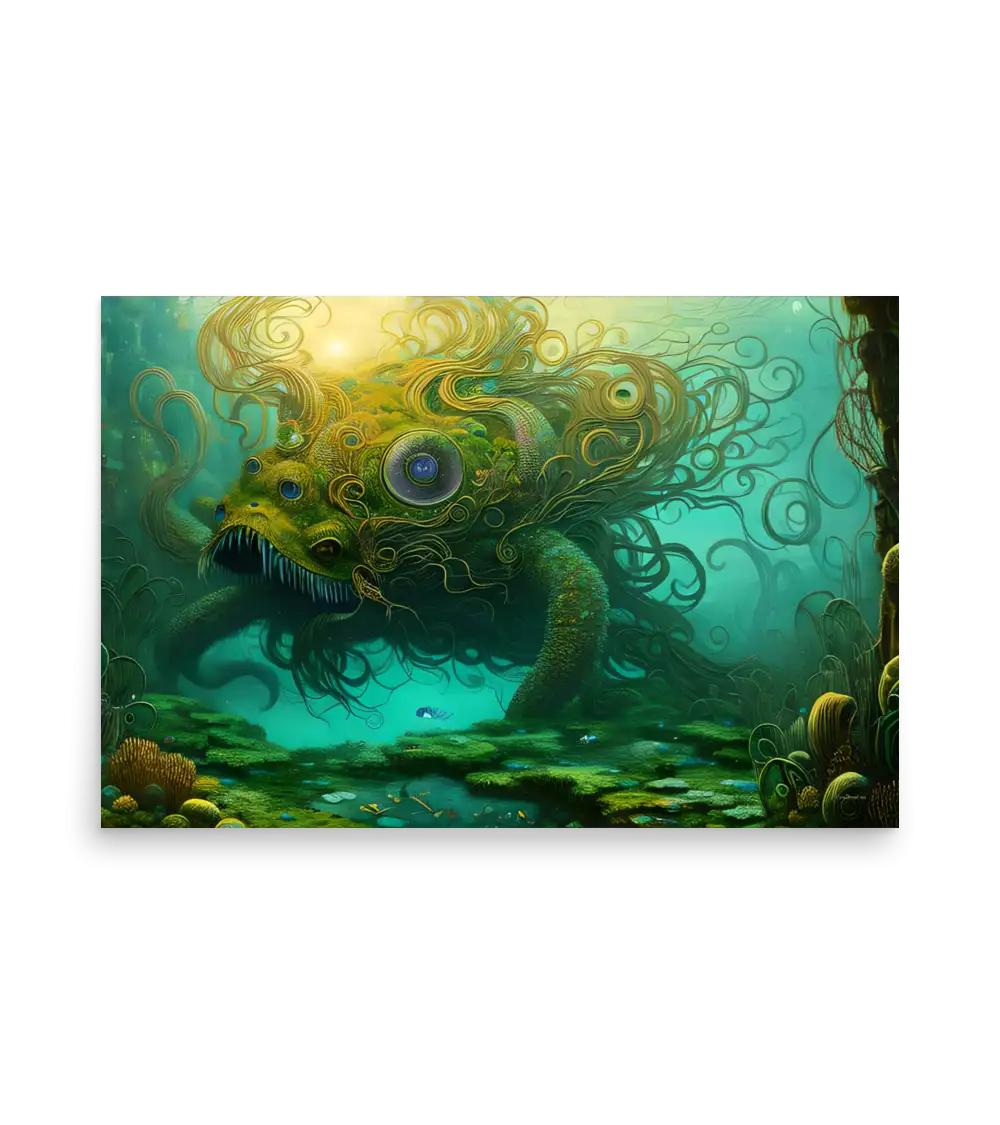 26 WATER MONSTER GREEN Poster