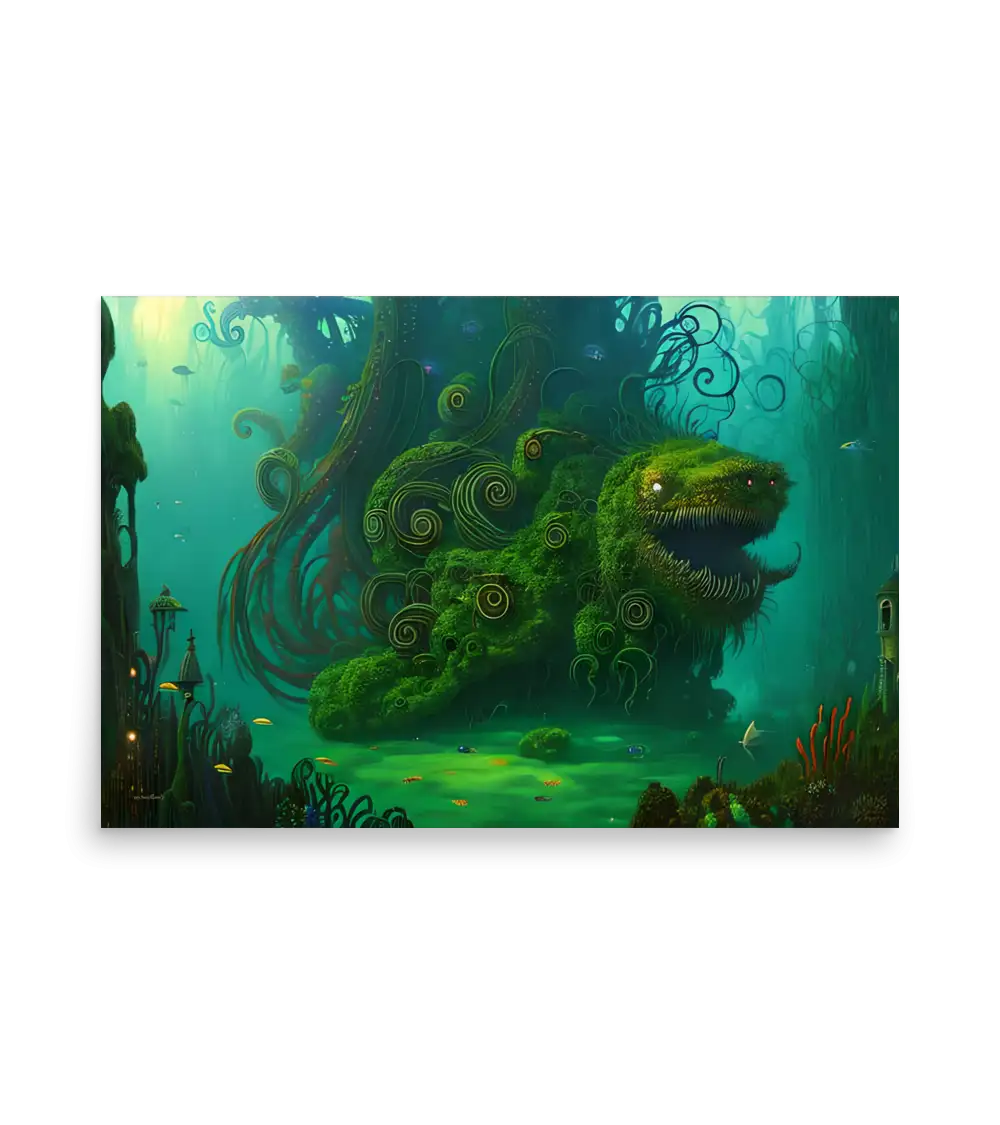 35 WATER MONSTER GREEN Poster