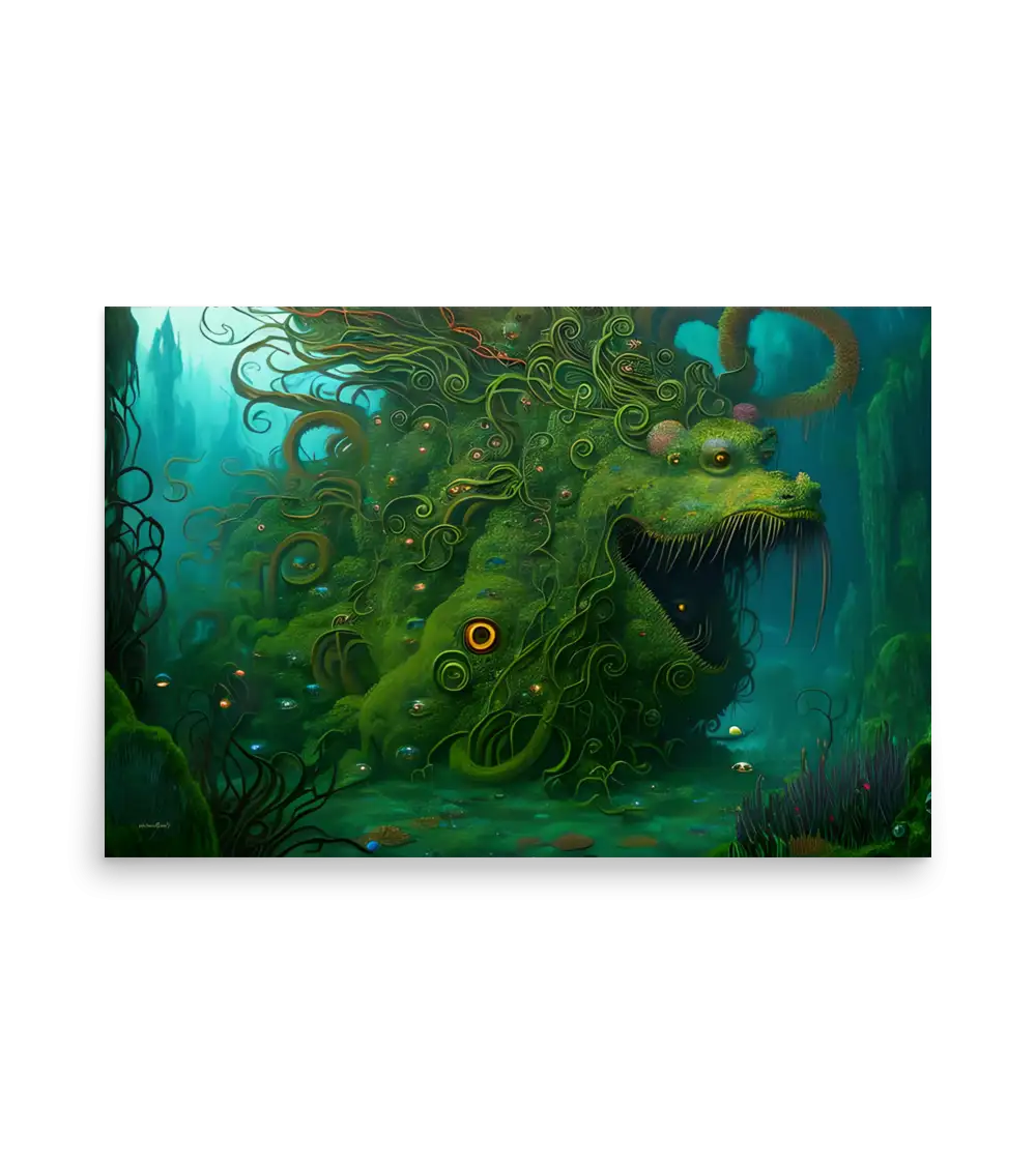 36 WATER MONSTER GREEN Poster