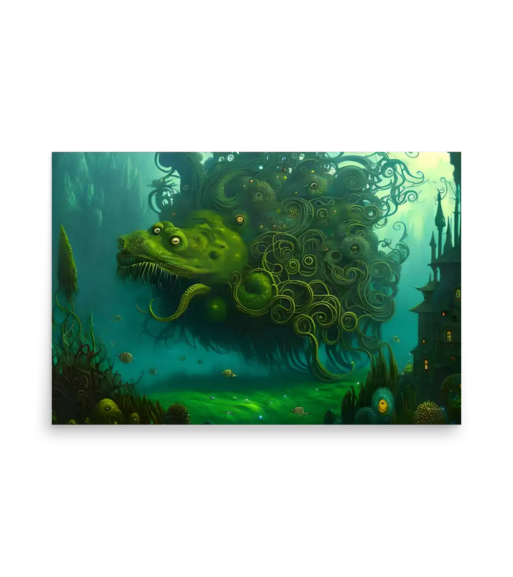 40 WATER MONSTER GREEN Poster