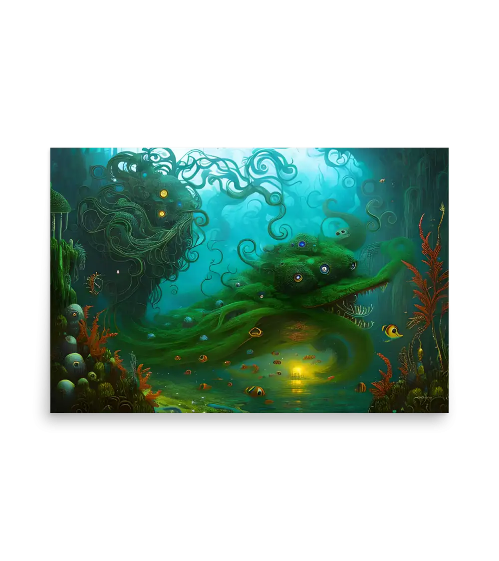39 WATER MONSTER GREEN Poster
