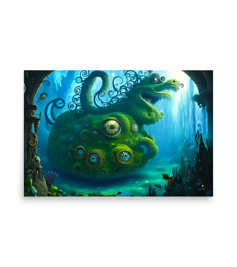 03 WATER MONSTER BLUE Poster