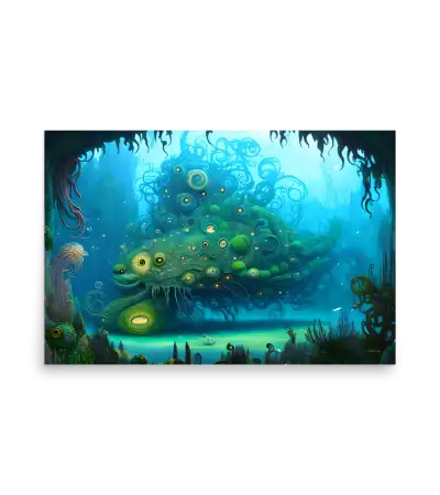 05 WATER MONSTER BLUE Poster