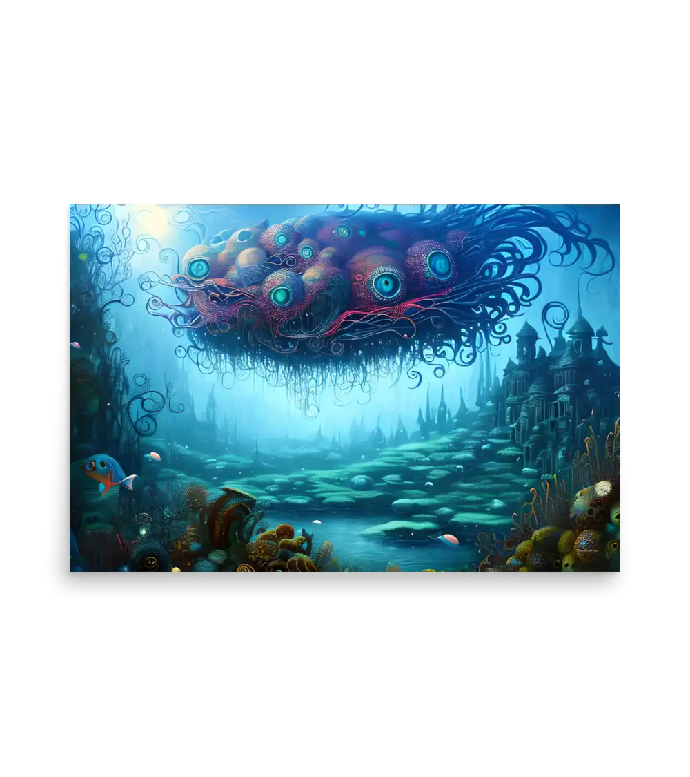 06 WATER MONSTER BLUE Poster