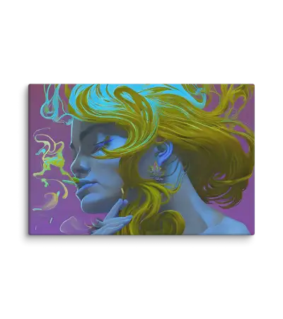 01 BLUE RETRO LADY FLAT Canvas