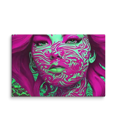 22 WINE RETRO LADY FLAT Canvas