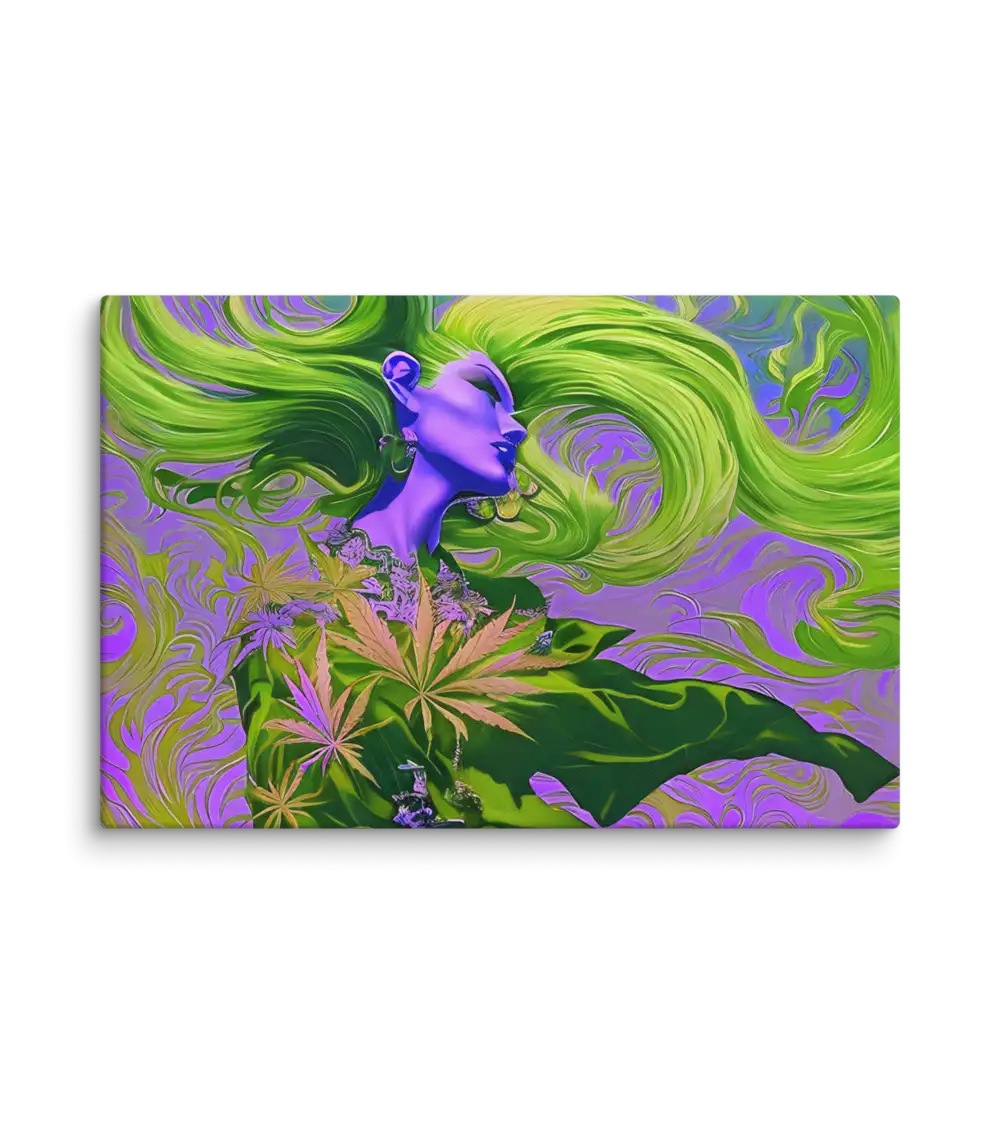 23 GREEN RETRO LADY FLAT Canvas