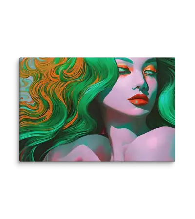 25 GREEN RETRO LADY FLAT Canvas