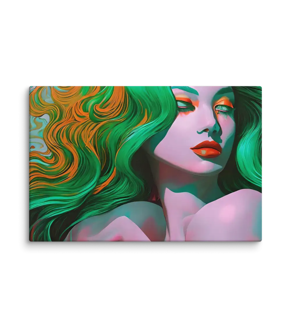 25 GREEN RETRO LADY FLAT Canvas